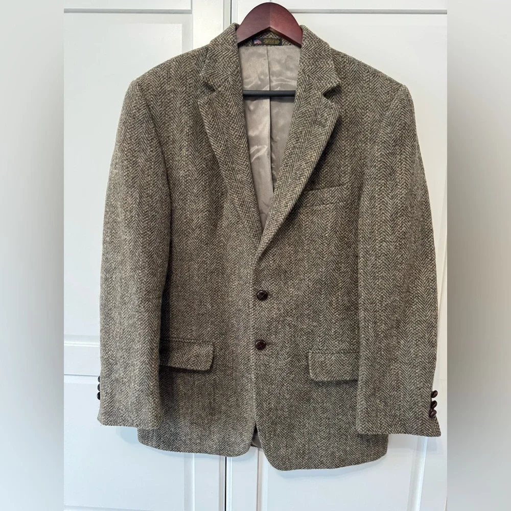 Harris Tweed Hardwick Clothes 100% Wool Men's Classic Herringbone Blazer